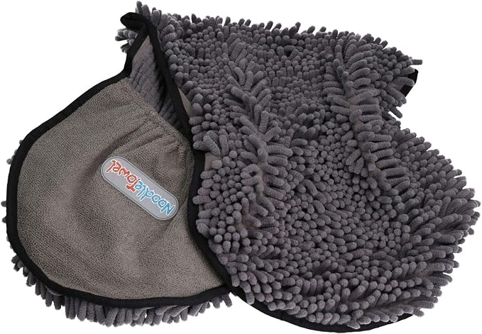 1 Super Absorbent Grey Microfiber Dog Cat Pet Noodle Towel Quick Drying by AB+Tools