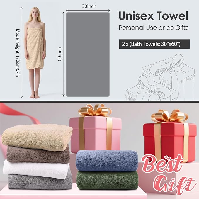 JML Microfiber Bath Towels, Coral Fleece - Camel, 30 in x 60 in | Hanging Loop, Super Soft, Absorbent, Lint Free, Fade Resistant, Lightweight, Quick Dry, Use for SPA , Sauna, Salon Hair Wrap - Image 3