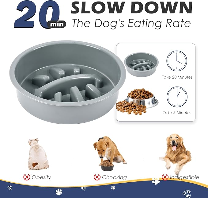 ADENGL Elevated Dog Bowls with Slow Feeder, 5 Adjustable Heights, Anti-Slip, Durable Metal Frame, Spill Proof Mat, Rust-Resistant Bowls, Easy to Clean - Image 4