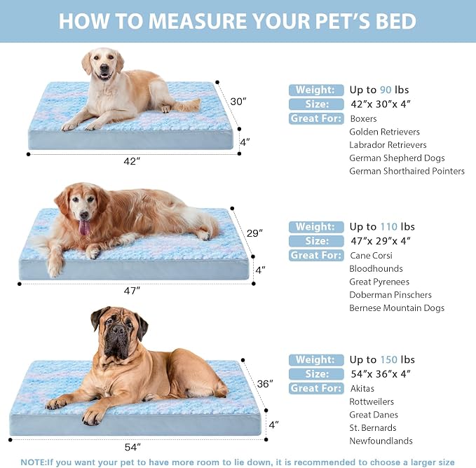 WNPETHOME Orthopedic Large Dog Bed, Extra Large Waterproof Dog Bed with Removable Washable Cover & Anti-Slip Bottom,Egg Crate Foam Pet Bed Mat,Soft Rose Plush Pet Crate Mat - Image 4