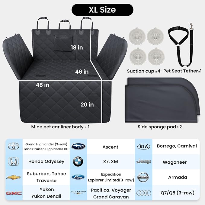 REEVAA SUV Cargo Liner for Dogs, Trunk Cover with Foam Side Walls, XL | 360° Full Coverage, Padded Sides for Dog Safety, Dual Non-Slip & Waterproof,Durable & Machine Washable,Safer Travel with Dogs - Image 6