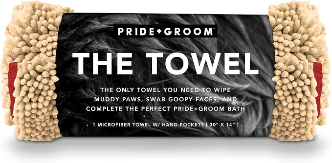 PRIDE AND GROOM The Towel – Thick, Soft, Super Absorbent Microfiber Towel for Dogs & Pets that is Quick Drying, Holds 7 Times its Weight in Water and Has Dual Pockets for Your Hands - Image 4