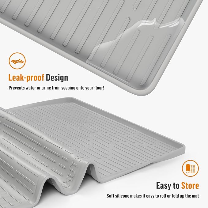 Silicone Cat Litter Box Mat 50"x 34" Extra Large Cat Rubber Mat | Cat Mat for Litter Box, Non-Slip, Waterproof Cat Litter Trapping Mat with Raised Edge, Kitty Litter Mat for Floor, Easy Clean - Image 5