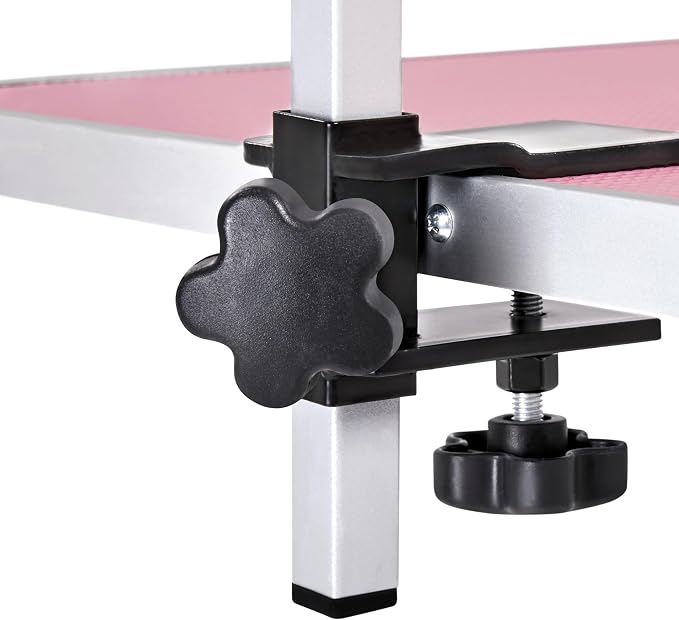 Yaheetech 46'' Pet Grooming Table for Large Dogs Adjustable Height - Portable Trimming Table Drying Table w/Arm/Noose/Mesh Tray Maximum Capacity Up to 265Lb -Pink - Image 7