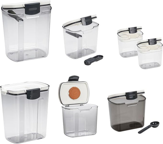 Progressive ProKeeper Baker's Airtight Kitchen Storage Canister Container Set for Flour, Sugar & More, Keeps Ingredients Fresh, with Accessories (Multicolor, 7- Piece) by ProgressiveInternational