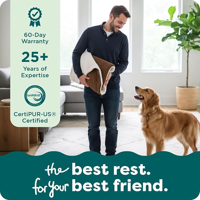 FurHaven Replacement Dog Bed Cover for Sherpa & Suede Snuggery, Fits Cool Gel-Top Foam Beds & Solid Orthopedic Foam Beds, Machine Washable, Jumbo XL (44 inch), Espresso - Image 9
