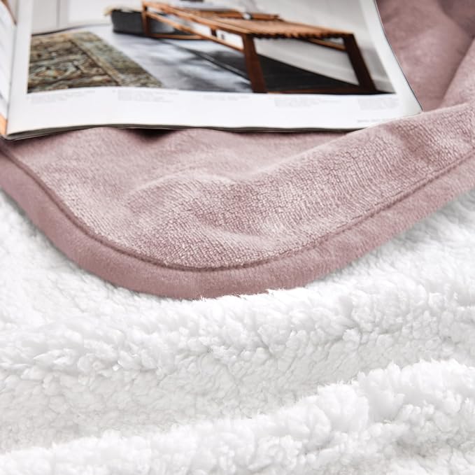 Waterproof Blanket for Bed Couch Sofa, Soft Liquid Pee Proof Pet Blanket for Dog Puppy Cat, Reversible Sherpa Fleece Furniture Protector (Dusty Pink, 30x40 inches) - Image 4