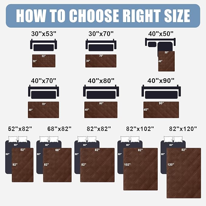 Smiry Waterproof Dog Bed Cover, Reversible Pet Blanket for Sofa Couch | Soft Washable Dog Blanket, Leakproof Couch Cover for Dogs Cats & Furniture Protection, 40x50, Brown/Beige - Image 6