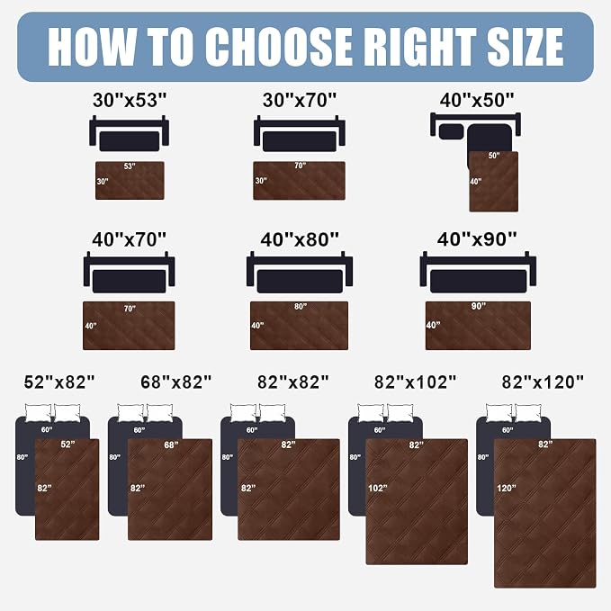Smiry Waterproof Dog Bed Cover, Reversible Pet Blanket for Sofa Couch | Soft Washable Dog Blanket, Leakproof Couch Cover for Dogs Cats & Furniture Protection, 40x50, Brown/Beige - Image 6