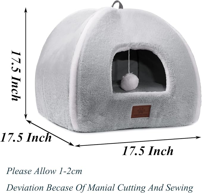 Cat Bed for Indoor Cats - Cat Cave Bed Cat House Cat Tent with Removable Washable Cushioned Pillow, Soft and Self Warming Kitten beds, Pet Bed（Large Grey） - Image 5