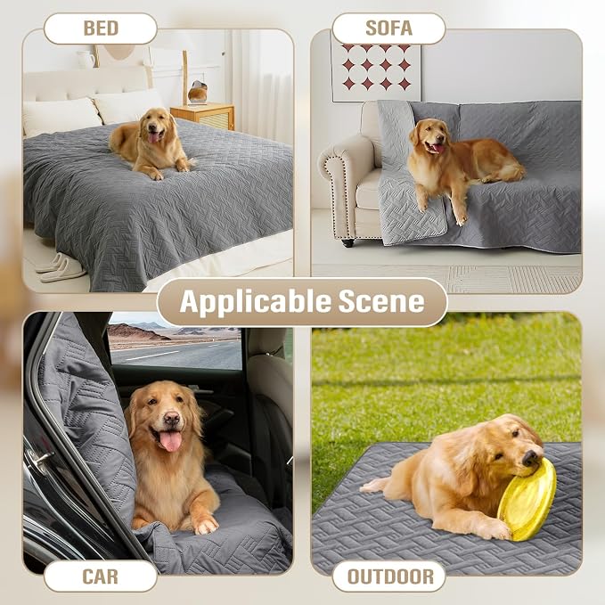 BOCTOPUG Dog Bed Cover for Pets Blankets Rug Pads for Couch Protection Waterproof Bed Covers Dog Blanket Furniture Protector Reusable Changing Pad (Dark Grey+Light Grey, 82"x102") - Image 6