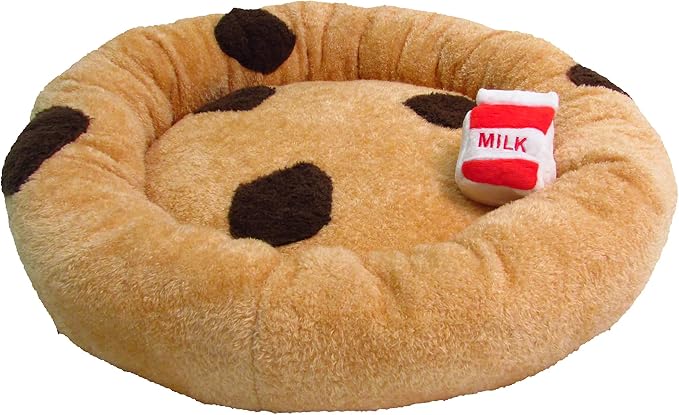 TONBO Soft Plush Small Cute and Cozy Food Dog Cat Bed, Washer and Dryer Friendly (Chocolate Chip Cookie) by TONBO