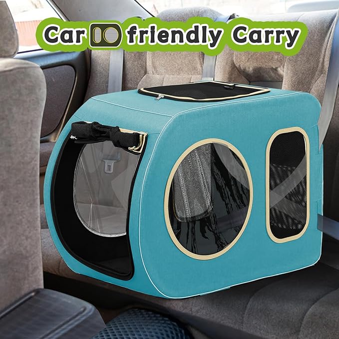 2025 Upgraded Dog Stroller for Large & Medium Dogs，Pet Stroller for 2 Small Dogs, Foldable Jogger Wagon with Detachable Carrier for Car Seat, Adjustable Handle, Up to 90 lbs, Blue