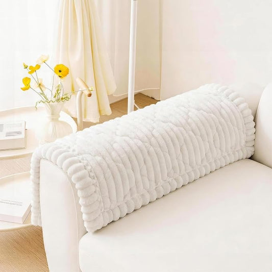 PuTian 100% Waterproof Fuzzy Couch Cover for Dogs White 27.6"x27.6" | Pet Friendly Dog Mat for Couch, Waterproof Sofa Protector, Scratch Resistant Furniture Cover for Dogs, Machine Washable by PuTianWorld