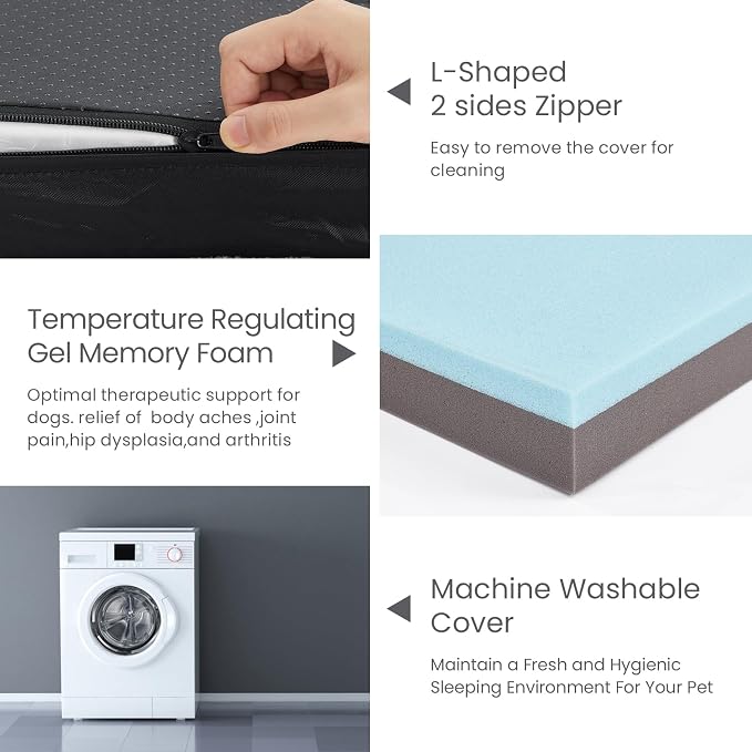 Orthopedic Memory Foam Bed for Large Dogs, Waterproof Cooling Pet Mats for Crate with Removable Washable Cover,Ideal for Arthritic Dogs (X-Large-41"x 29" x 4", Rose Plush+Blanket) - Image 4