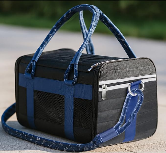 Mr. Peanut's WanderWell Series 3 in 1 Airline Compliant Soft Sided Pet Carrier and Car Seat (Deja Blue)