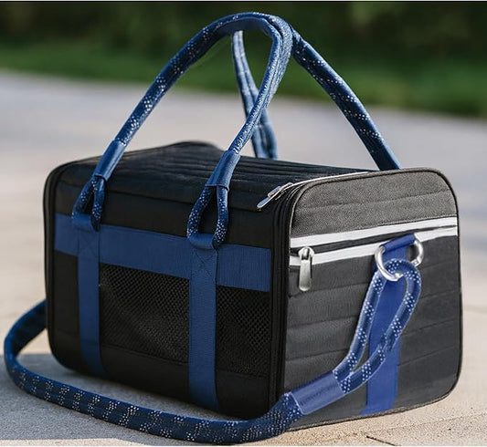 Mr. Peanut's WanderWell Series 3 in 1 Airline Compliant Soft Sided Pet Carrier and Car Seat (Deja Blue)