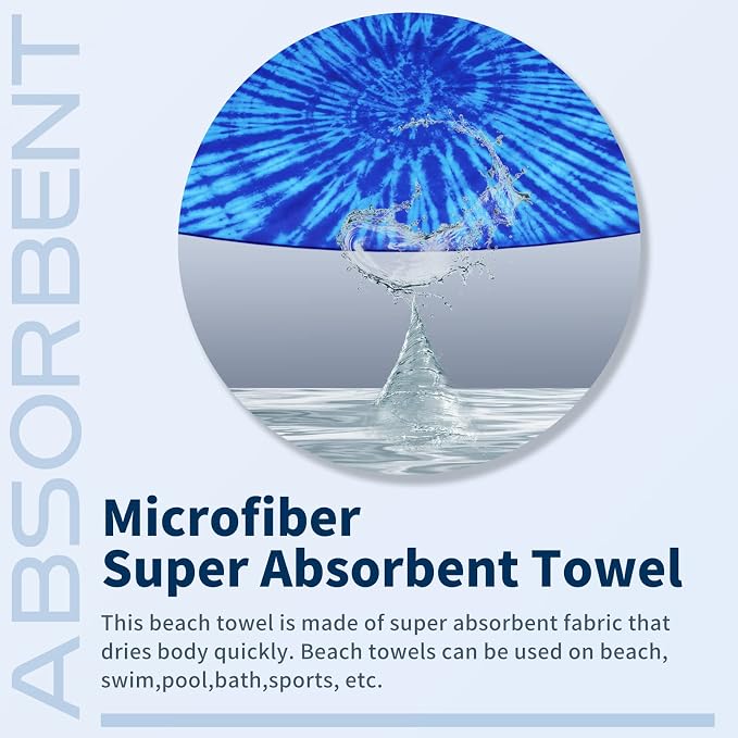 Microfiber Beach Towel Oversized 71x32, Thin, Blue with Bag 2 Pack | Lightweight Sand Free Absorbent Quick Dry Compact Extra Large for Adult Travel Camping Pool Swim Bath Cruise Essentials Gift - Image 6