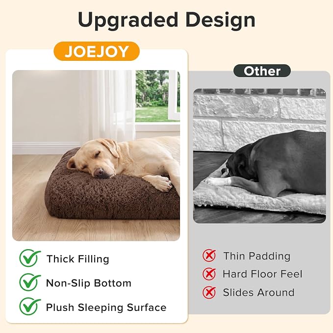 JOEJOY Large Dog Bed Crate Pad, Deluxe Plush Washable Dog Beds Fulffy Soft Kennel Pad Anti-Slip Pet Sleeping Mat for Extra Large Medium Small Dogs, 40" x 27", Brown - Image 5