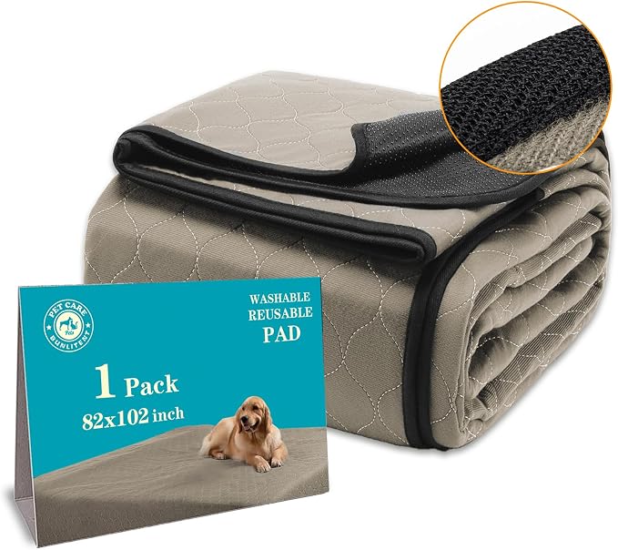 Bunlitent Extra Large Washable Pee Pads for Dogs, 82" x 102", Brown, 1 Pack | Reusable, Quick Dry, Anti-Slip, Waterproof, Whelping Pads, For Puppy, Senior Dog, Incontinence, For Dog Playpen, Crate, Car by Bunlitent