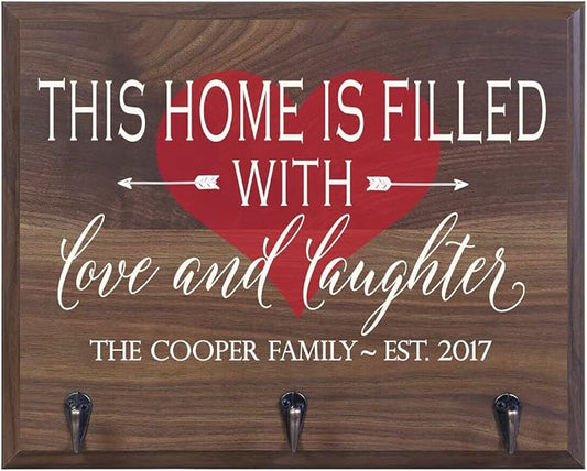 Rooms Organized Personalized This Home is Filled with Love and Wall Mounted Coat, Hat, Key, Pet Leash Collar Rack New Home with 3 Hooks 15" w x 12" h 4.25" deep (This Home is Filled) by Unknown