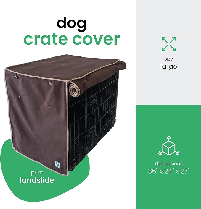 Molly Mutt Landslide Dog Crate Cover, 100% Cotton Canvas Cover with 2 Roll-Up Panels, Ideal for Dog or Cat Crate, Durable, Washable, and Free of Harmful Chemicals, 36" x 24" x 27" - Image 2
