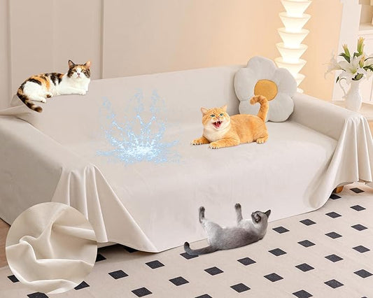 LOllON Cat Scratch Couch Cover Waterproof 118"x71" Non-Slip | Pet-Friendly Couch Protector, Anti-Scratch & Waterproof Sofa Cover For Cats Dogs Kids, Machine Washable by Loiion
