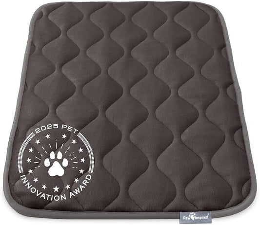 Paw Inspired Washable Padded Crate Mats for Dogs, Gray, 29x18 Inch | Fits 30-inch Kennels, Leakproof, Waterproof Bottom, Plush Dog Pad, Pet Bed by HOME