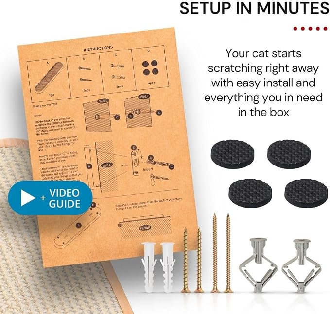 7 Ruby Road Cat Wall Scratcher, Indoor Sisal Scratch Pad Board | Aesthetic Cat Scratcher, Wall-Mount or Floor Use, Solid Rubberwood Frame, Helps Protect Furniture - Image 8