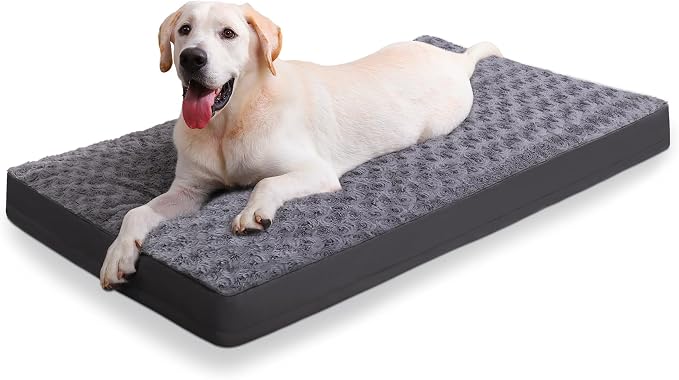 KSIIA Washable Dog Bed for Crate Waterproof for Medium Dogs,41x27 Inch,Gray | 3in egg crate foam,orthopedic support,Soft rose velvet,3ply waterproof fabric,removable cover,anti-slip base,washable - Image 7