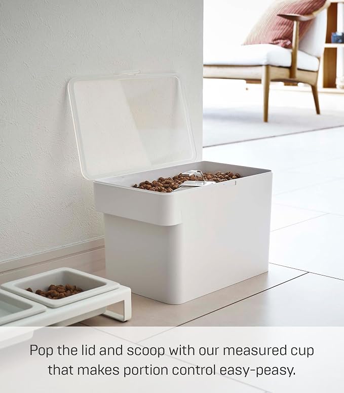 YAMAZAKI Home Tower Airtight Pet Food Storage Container - Cat And Dog Food Holder Bin With Transparent Lid And Handle - Medium - Polypropylene - 8 Lbs., 1.6 Gallons, 6 Quarts,White - Image 2