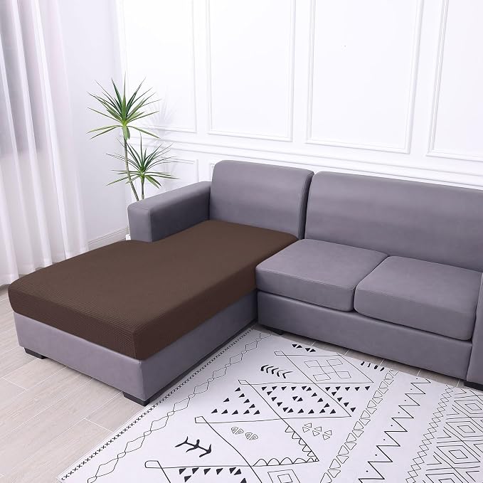 hyha Waterproof Sectional Couch Covers, Non Slip Sofa Cushion Covers | L Shape Sectional Fit, Stretch Jacquard Fabric, Elastic Bottom, Waterproof Protection (1 Piece for Chaise) - Image 2