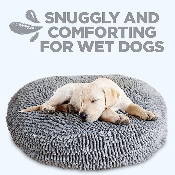 Soggy Doggy Super Snoozer Round Dog Bed, Gray, Medium 24"x24"x6" | Removable, zip-off washable cover; plush round design; for small to large breeds; car & living room use - Image 3