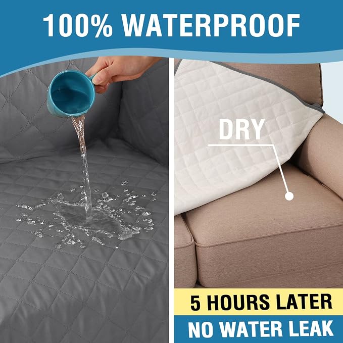 H.VERSAILTEX Chair Sofa Slipcover Sofa Cover 100% Waterproof Couch Cover Furniture Protector Cover with Elastic Straps for Pets Kids Children Dog Cat(Chair, Rocket Gray) - Image 4