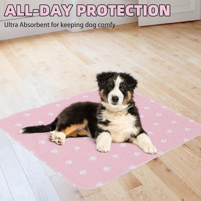 PUPTECK Washable Pee Pads for Dogs Dog Training Pads 2 Pack Pink 34x36 in | Reusable Puppy Potty Training Pads Whelping Mat Pet Food Feeding Mat Leakproof Fast Absorption Non-Slip for Couch, Crate - Image 8