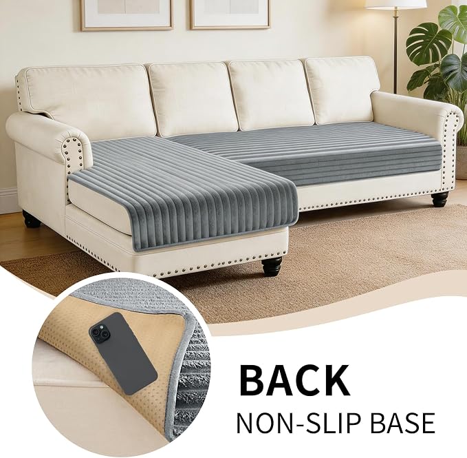 100% Waterproof Couch Covers for Sectional Sofa, Washable Couch Cover, L Shaped Couch Cover for Dogs, Non Slip 2 Pieces Sofa Cover Pet Friendly, 35"x63"+35"x70.9"-Light Grey - Image 5