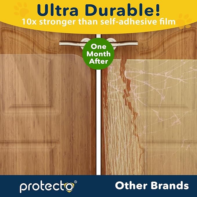 PROTECTO 1-Pack Door Protector from Dog Scratching, 18x12 - Door Guard | Clear Door Scratch Protector & Screen Door Protector for Cats, Scratch Shield - Window, Wall, Sliding Doors, Indoor Outdoor - Image 3