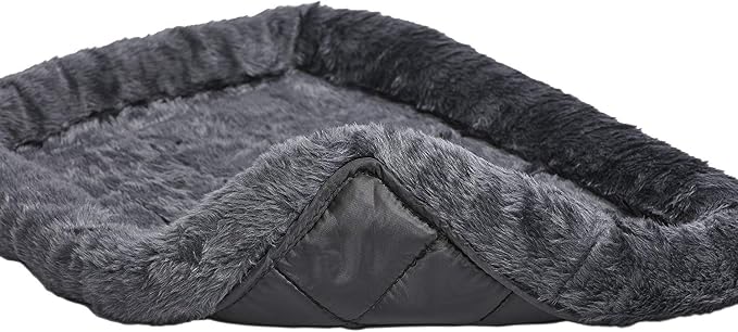 MidWest Homes for Pets QuietTime Dog Bed – Gray Faux Fur Bolster, Ultra-Soft and Machine Washable, Fits 36-Inch Crates and Carriers, for Medium to Large Breed Dogs - Image 4