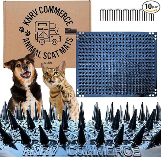 Scat Mats for Dogs & Cats - 10 Pack | Pet Repellent Mats | Keep Dogs Off Couch & Furniture | Keep Off Countertops | Scat Mat for Cats | Deterrent for Pets by KNRVCommerce
