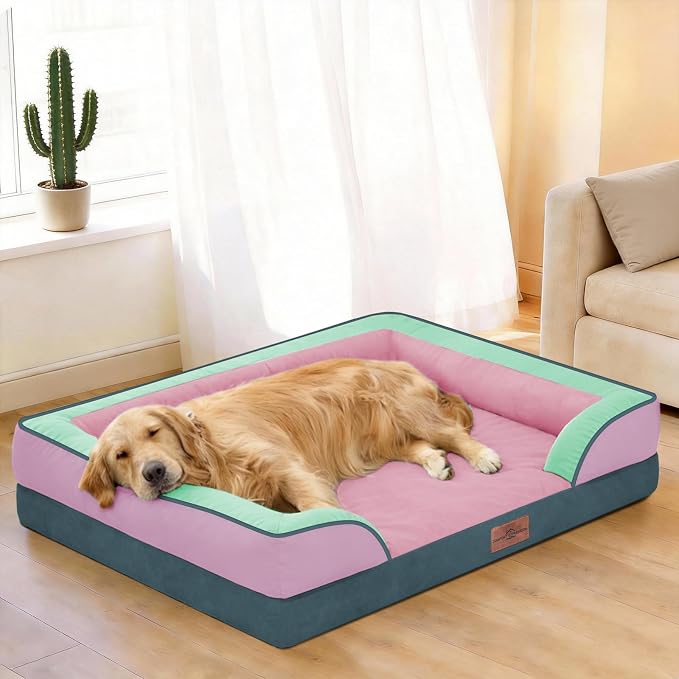 Comfort Expression Orthopedic Dog Bed for Extra Large Dogs with Bolster | Waterproof Dog Couch Bed with Washable Cover & Non-Slip Bottom, Supportive Egg Crate Foam XL Pet Bed, 45x35 Inch - Image 2