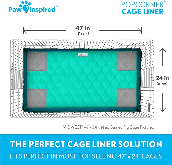 Paw Inspired PopCorner Washable Fleece Cage Liners, Midwest, Green | Reinforced Corners, Super Absorbent Mat, Bedding, Waterproof Bottom, Guinea Pigs, Ferrets, Rabbits, Hamsters, Small Animals - Image 4
