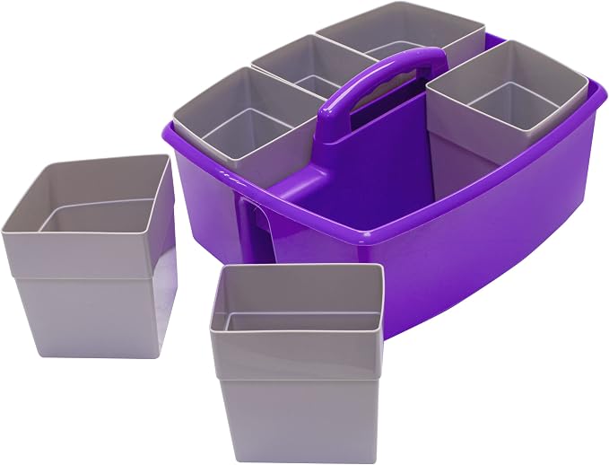 Storex Large Classroom Caddy with Cups, 13 x 11 x 6.575 Inches, Purple, Case of 2 (00986U02C) - Image 4