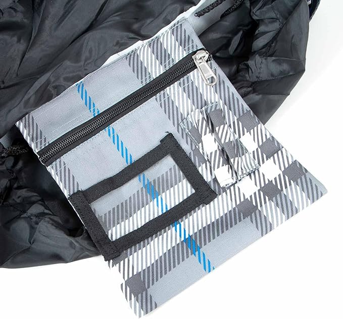 Jeffers Poplar Head Grooming Bag – Horse Grooming Organizer Tote with Pockets for Brushes, Tools, Clippers, Shampoo, Detangler – Stable Barn Kit Carrier for Horses, Pets, Hamilton Blue & Slate Plaid - Image 3