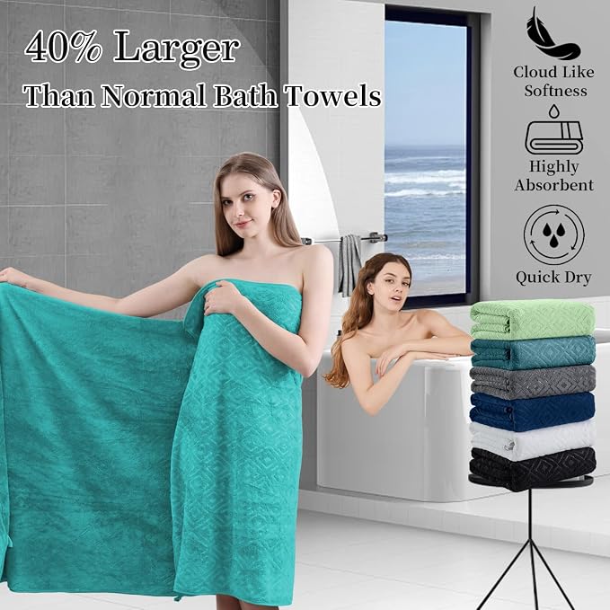 Bath Towel Set of 4 Extra Large Bath Sheet 35"x70" Oversized Bath Towel Soft Microfiber Bathroom Towel for Adults Highly Absorbent Quick Dry Towel Set for Bathroom,Hotel,Shower Bath Sheet Teal Blue - Image 5
