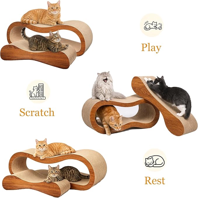 Simple Deluxe Cat Scratcher, 2 in 1 Cat Scratching Board, Cat Cardboard, Scratch Lounger, Large, 27.56 x9.45 x8.86 inch - Image 6
