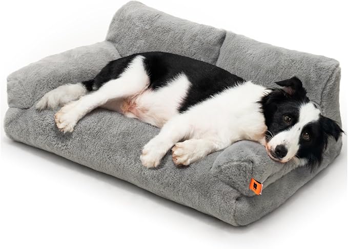 MEWOOFUN Cat Bed for Indoor Cats, Washable Dog Beds for Small Medium Dogs & Cats, Fluffy Cat Couch with Non-Slip Bottom (Grey, 33.5" L x 25.6" W x 11.5" Th) by MewooFun-MoreFunforPets