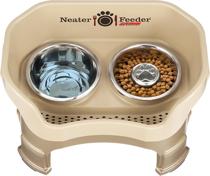 Neater Feeder Deluxe Mess-Proof Elevated Dog Bowls for Medium Dogs (19–40 lbs), 2 Height Adjustable (10” & 12.5”) No-Spill Raised Dog Bowl Stand w/Slow Feed Bowl for Food, Made in USA, Cappuccino - Image 8