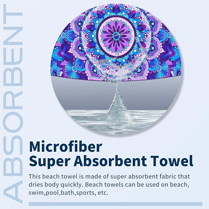 TwoYek Microfiber Beach Towel Extra Large 71x32 Mandala Floral 2 Pack | Thin & Lightweight, Sand Free, Super Absorbent & Quick Dry, Oversized Towels for Beach Bath Pool Swim Travel Essentials Gift - Image 6