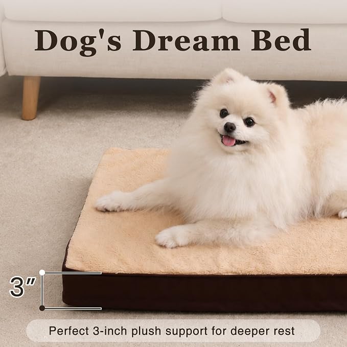 NUPIDA Waterproof Small Dog Bed for Crate with Washable Cover, 23x17, Brown | Cat Puppy Bed, TPU Waterproof Layer, Soft Plush Surface, Durable Oxford Fabric, Non-Slip Bottom, For Small Breeds ≤20lbs - Image 2