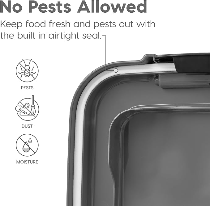 IRIS USA 30 lbs & 11 lbs Combo Airtight Dog Food Storage Container, Stackable Treat Box, 2-Cup Scoop, Wheels, Keep Fresh, Easy Mobility, Dark Gray - Image 6